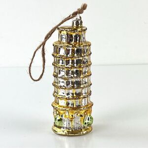 Leaning Tower Of Pisa Italy Christmas Ornament Hand Blown Glass